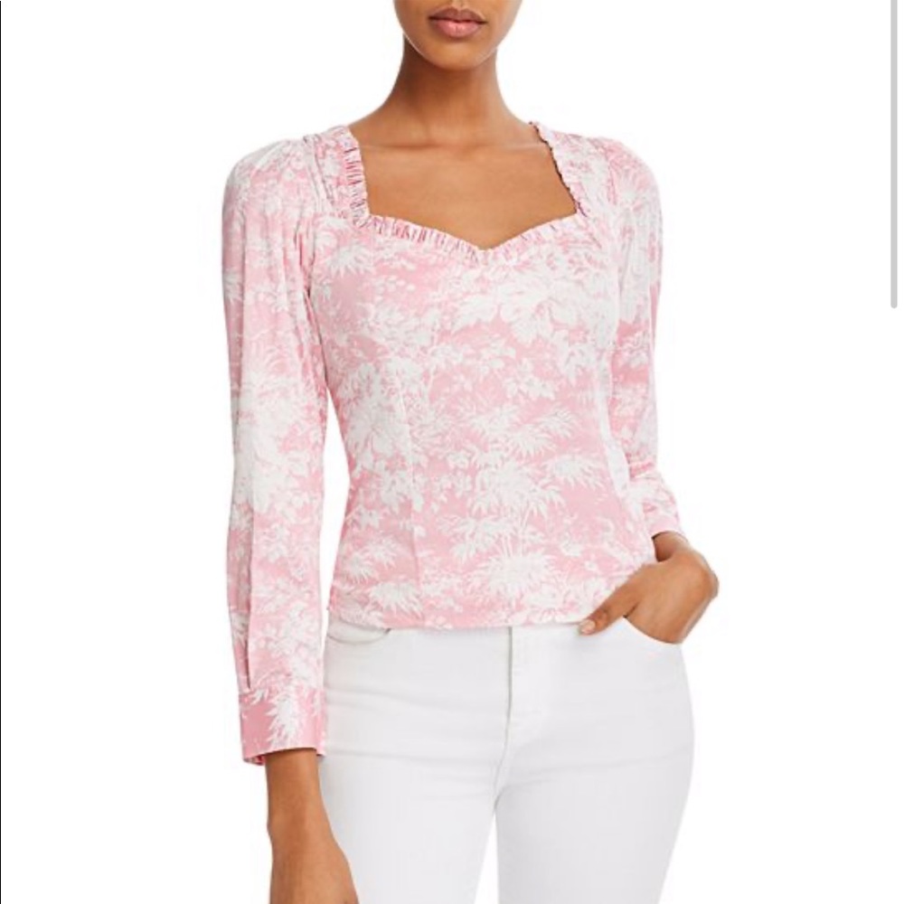 WAYF Justina Toile Printed Tie-Back Top XS